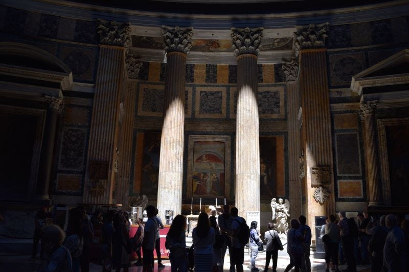 Shaft of light on a Pantheon altar