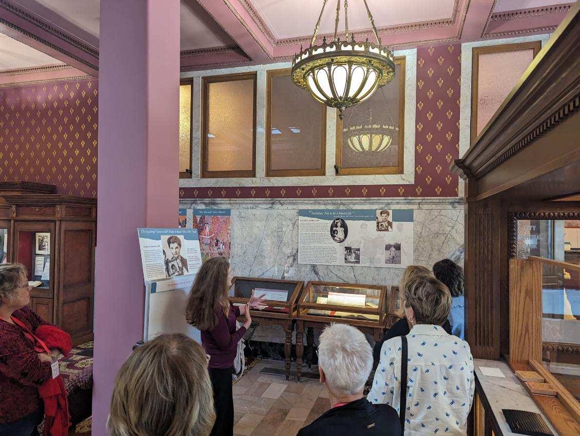 Michelle Gullion, director of collections and research, leads a tour at the National First Ladies Library.
