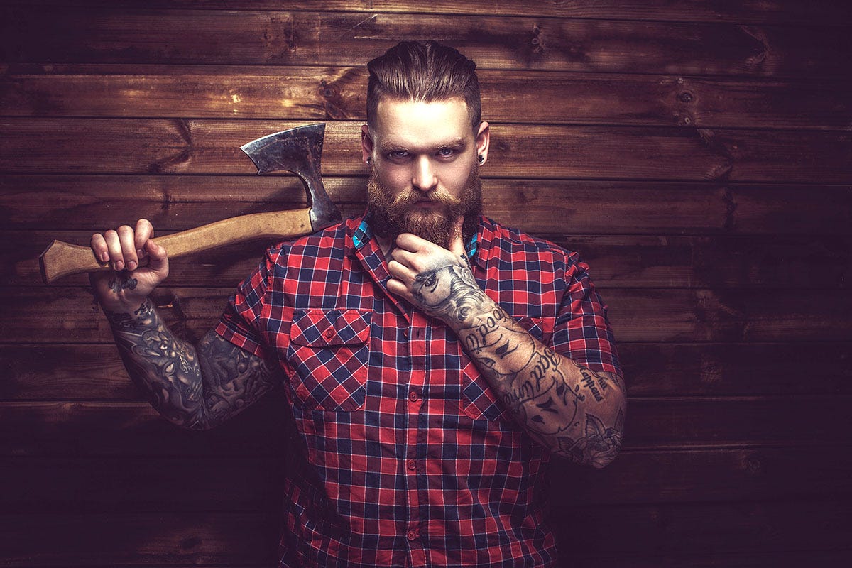 A sterotypical hipster lumberjack.