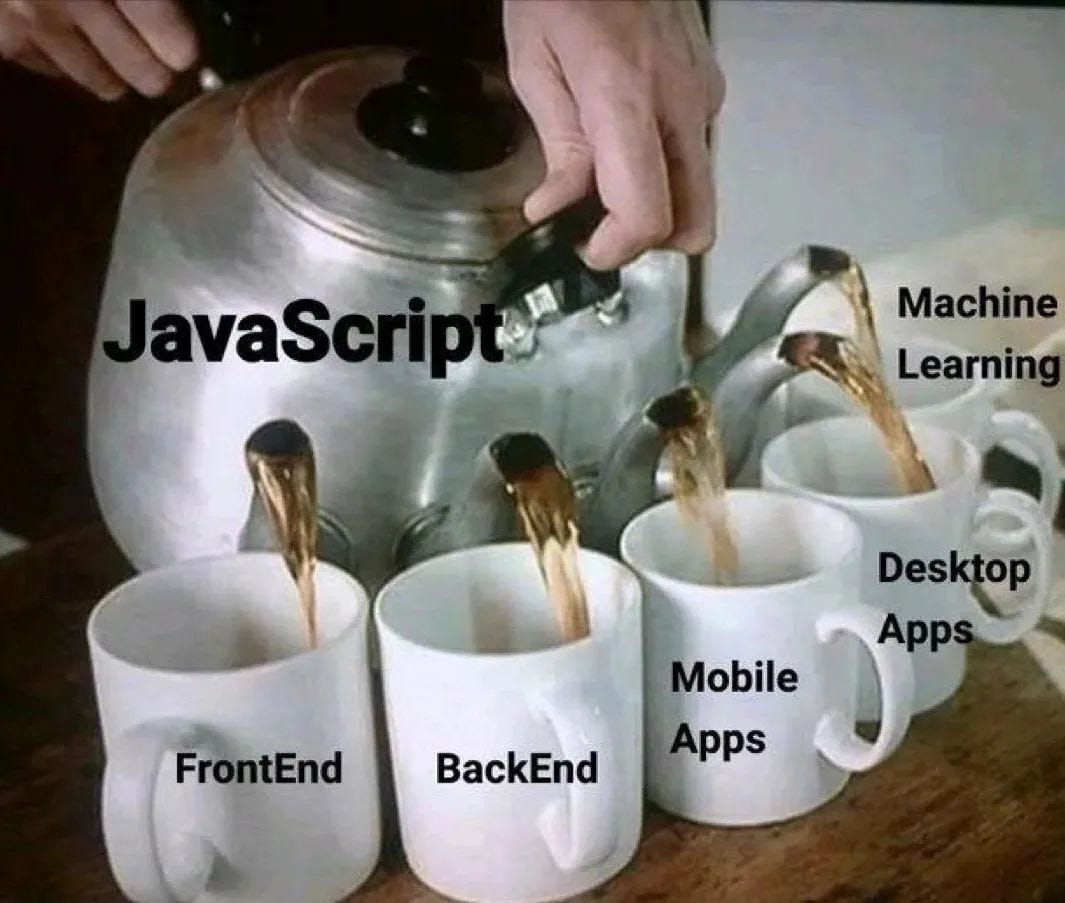 May be an image of text that says 'JavaScript Machine Learning Desktop Apps FrontEnd Mobile Apps BackEnd'