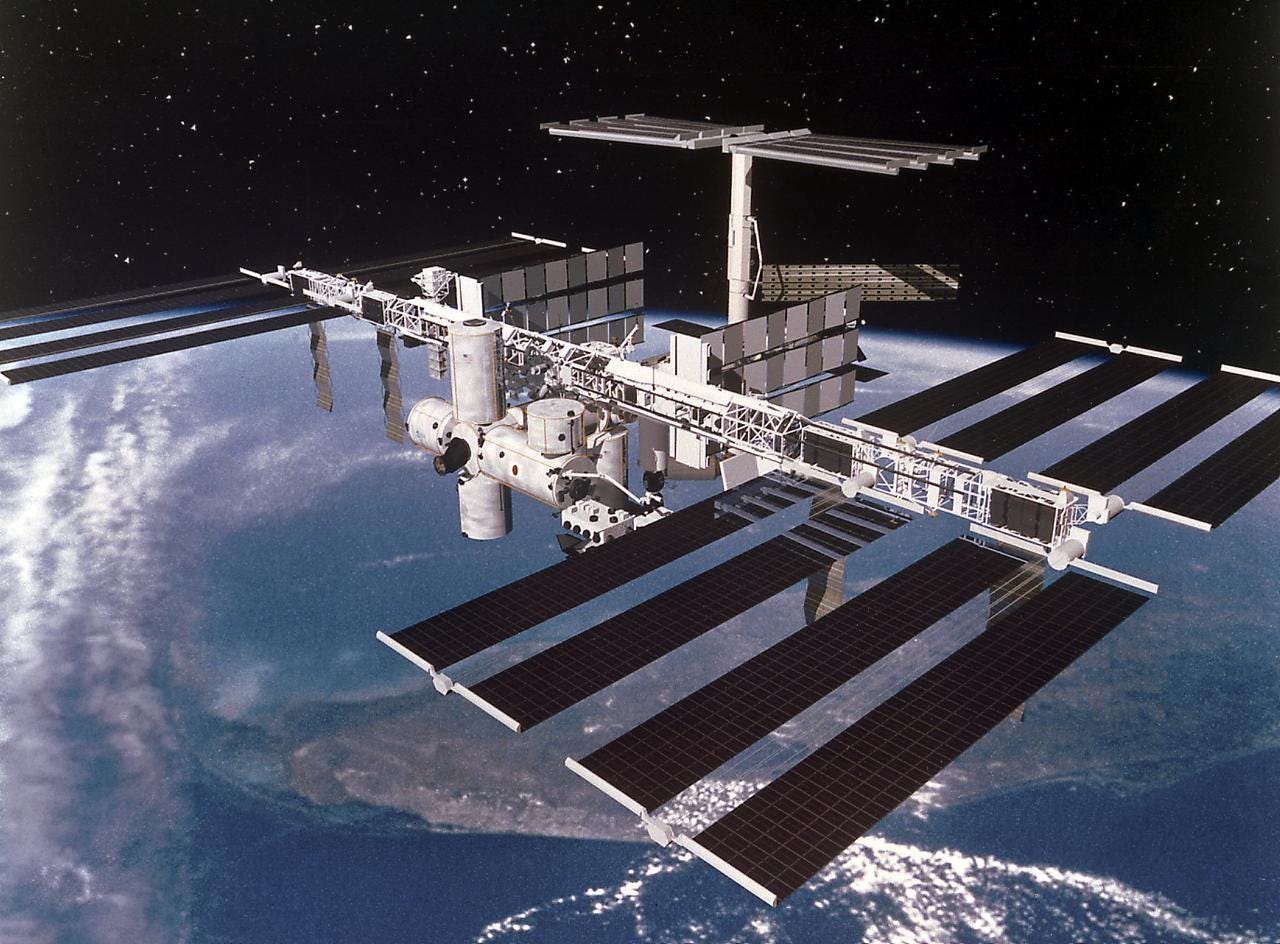 This artist's digital concept depicts the completely assembled International Space Station (ISS) passing over Florida. As a gateway to permanent human presence in space, the Space Station Program is to expand knowledge benefiting all people and nations. The ISS is a multidisciplinary laboratory, technology test bed, and observatory that will provide unprecedented undertakings in scientific, technological, and international experimentation. Experiments to be conducted in the ISS include: microgravity research, Earth science, space science, life sciences, space product development, and engineering research and technology. The sixteen countries participating the ISS are: United States, Russian Federation, Canada, Japan, United Kingdom, Germany, Italy, France, Norway, Netherlands, Belgium, Spain, Denmark, Sweden, Switzerland, and Brazil. 