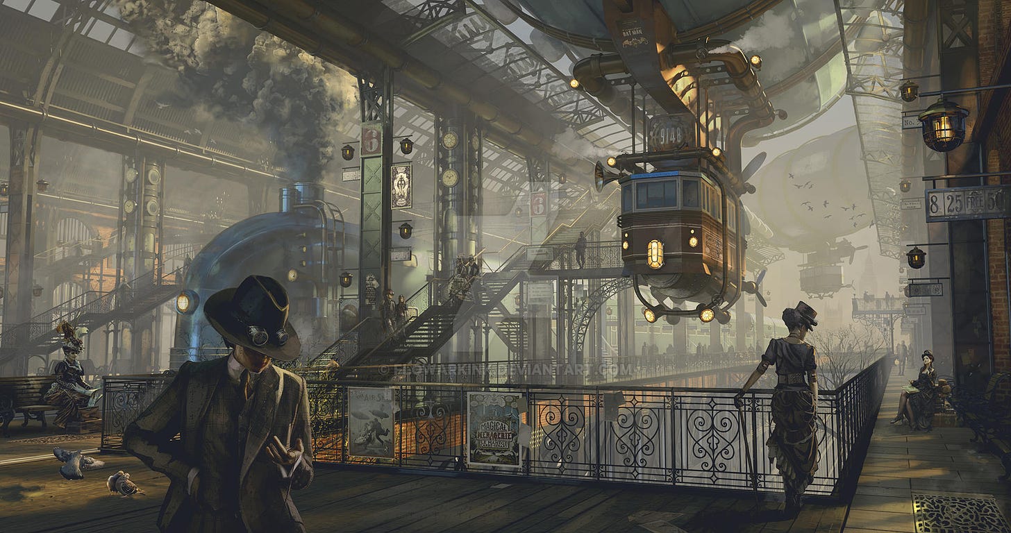 Steampunk trainstation