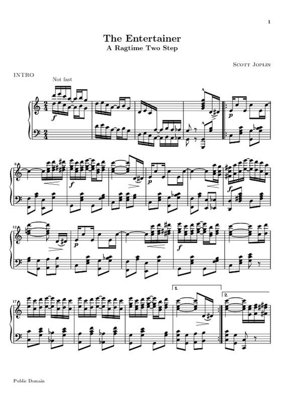 The Entertainer - Free Sheet Music for Piano | The Entertain… | Flickr
