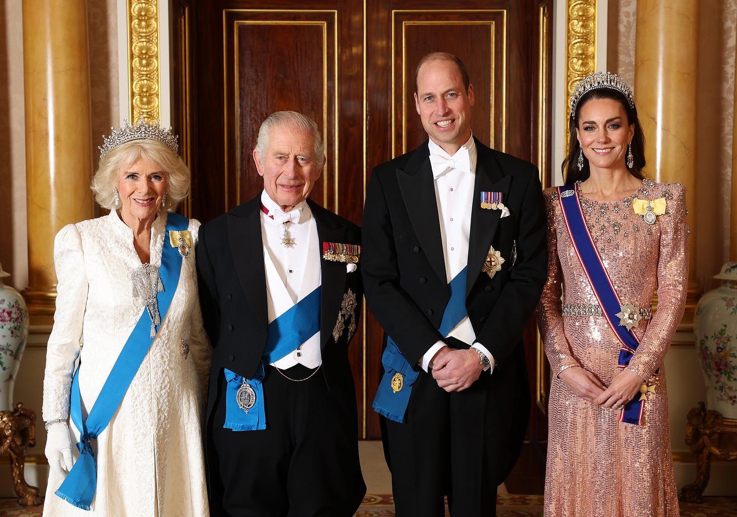 Queen Camilla, King Charles, Prince William and Princess Kate at Diplomatic reception.