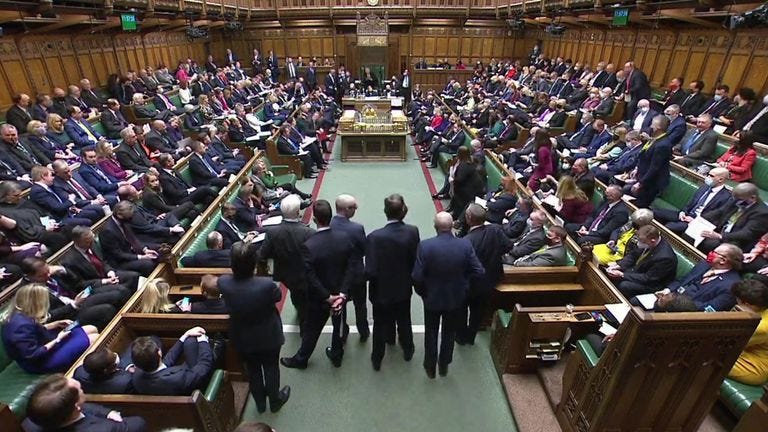 Wide House of Commons screen grab ahead of PMQs