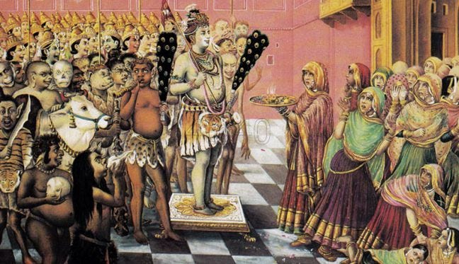 image: painting of Lord Siva with His retinue of spirits frightening people