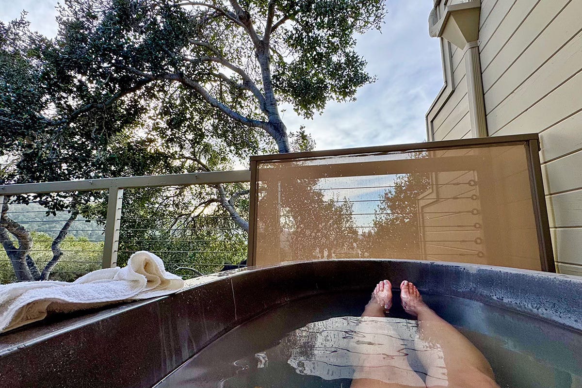 outdoor soaking tub at Carmel Valley Ranch