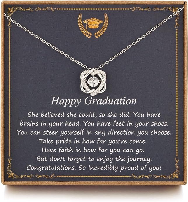 NOURISHLOV Graduation Gifts for Her 2025 College, Sterling Silver Two Interlocking Infinity Heart Necklace, Inspirational Graduation Gift, High School Graduate Gifts for Best Friend or Daughter