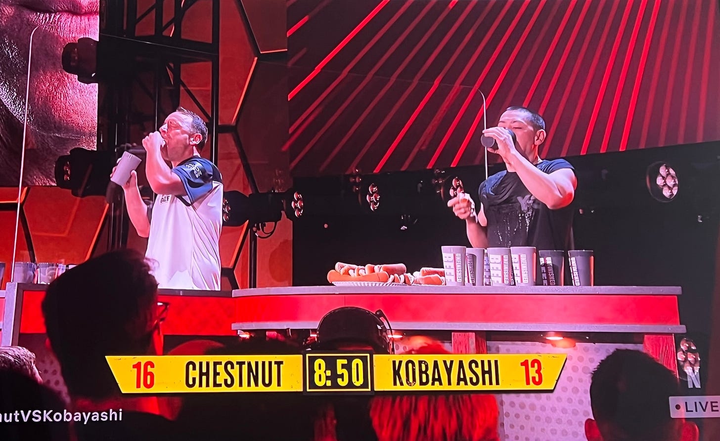 Chestnut and Kobayashi face off on Netflix's "Unfinished Beef"