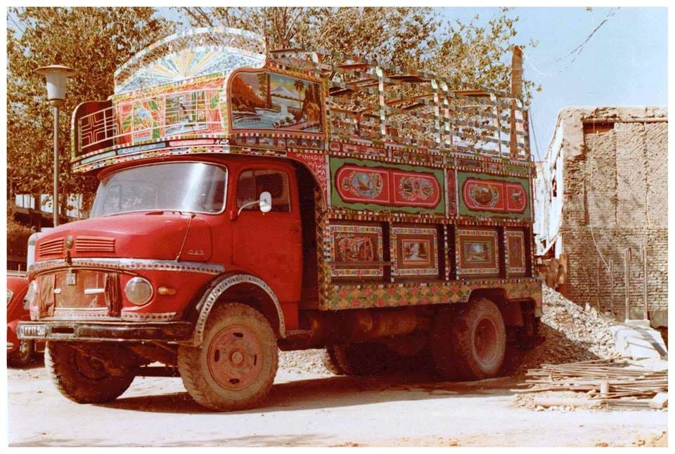 Picture of a creatively decorated truck in Kabul, Afghanistan