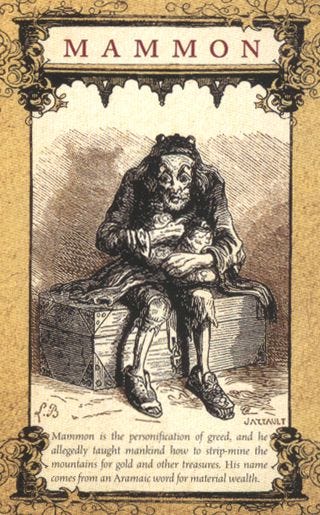 The Jewish type. Mammon is the personification of greed, and he allegedly  taught mankind how to strip … | Mythical creatures art, Mythological  creatures, Demonology