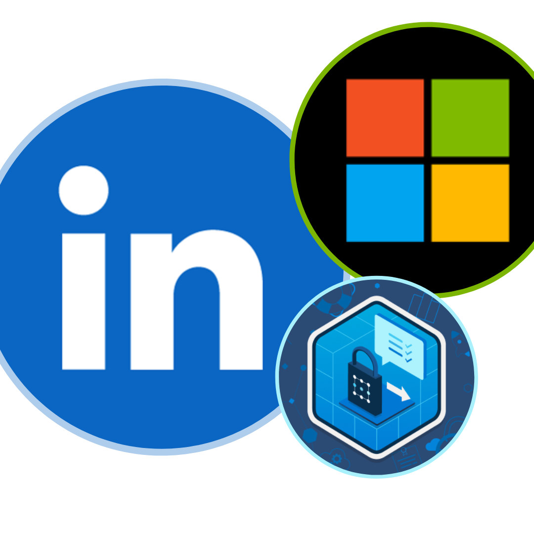 Logo de LinedIn, logo de Microsoft, imagen sacada de Microsoft Security.
