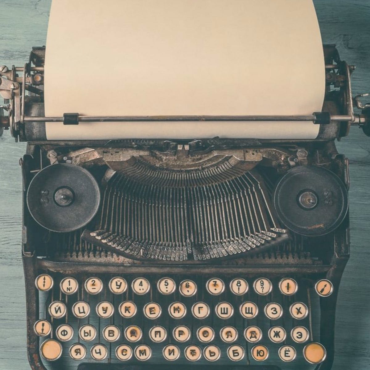 Manual typewriter with cyrillic lettering