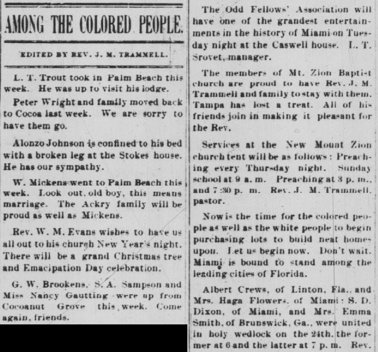 Clipping of the first article from the Miami Metropolis on January 1, 1897.