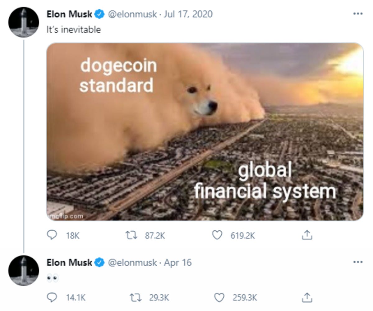 Elon Musk's Bitcoin and Dogecoin Tweets: A Timeline - TheStreet Crypto:  Bitcoin and cryptocurrency news, advice, analysis and more