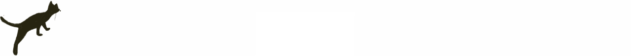 Simple black silhouette of a walking cat with its tail raised and head turned slightly.