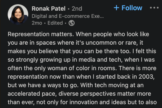 Ronak Patel, Senior VP and GM at Ziff Davis, engaging in virtue signaling while engaging in discrimination against job applicants behind closed doors at the company. 