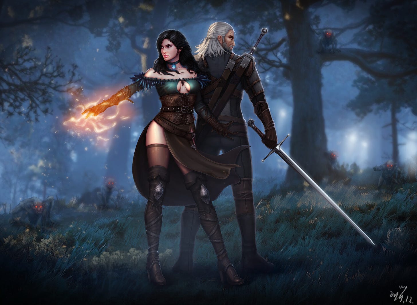 A swordsman and a sorceress