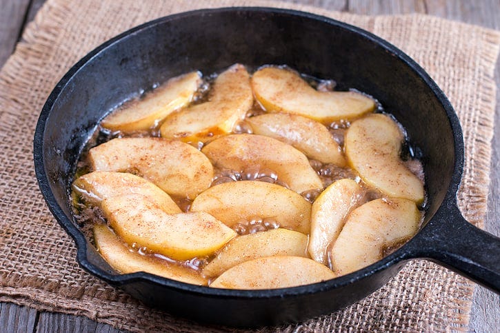 Sautéed apples in skillet