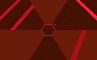 Animation of shapes shrinking and rotating to the pointer