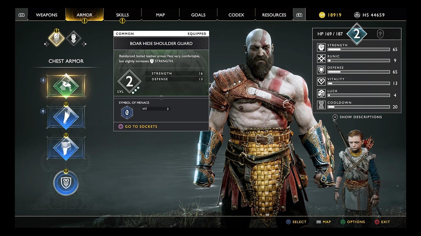 God of War's armor menu 1 out of 1 image gallery