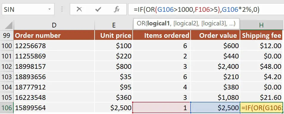 Using IF with OR function