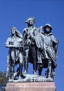 Monument with three figures from Battle of Fallen Timbers