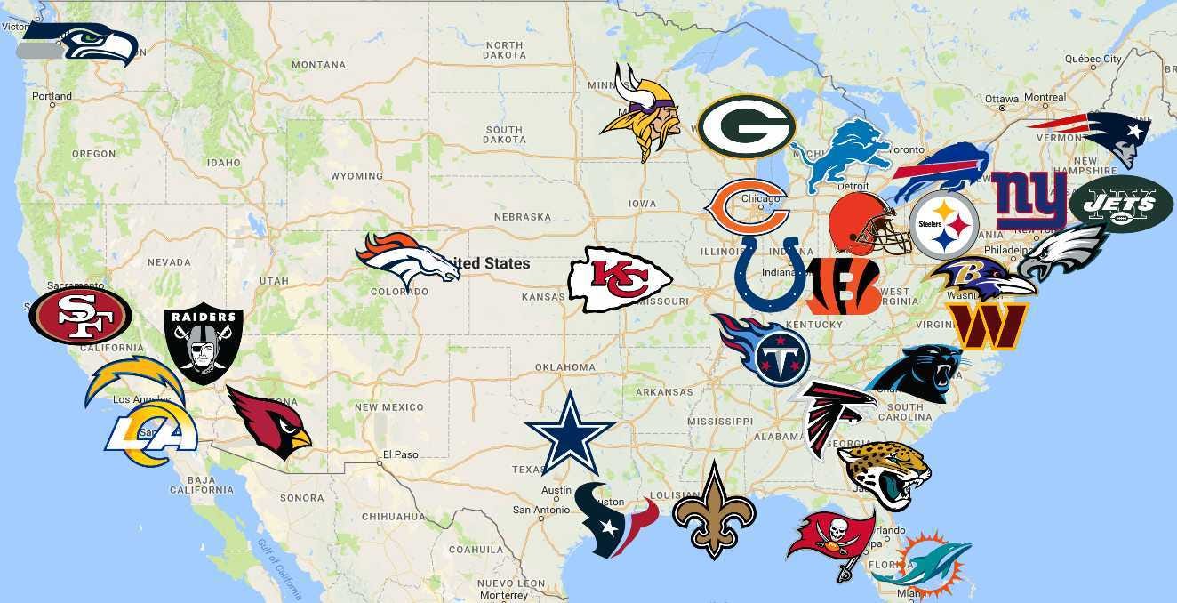 NFL Map | Teams | Logos - Sport League Maps