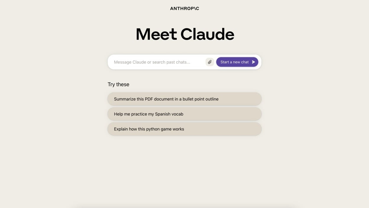 Claude AI chatbot landing page