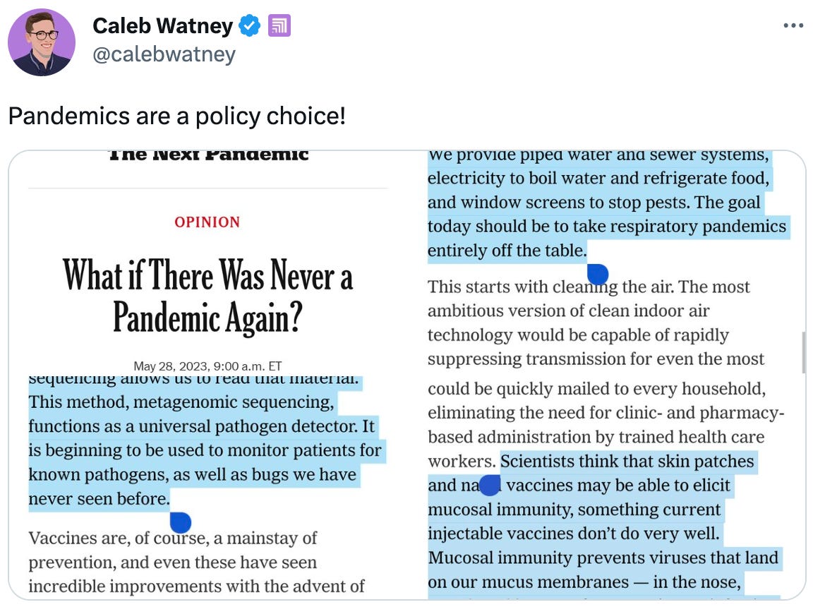  Caleb Watney  @calebwatney Pandemics are a policy choice!