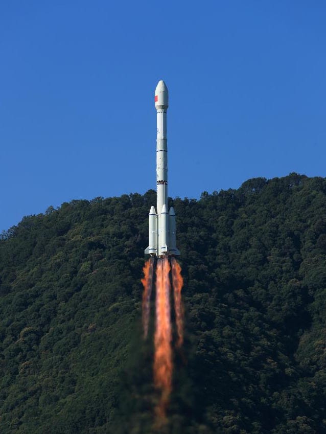 The Long March 3B/E Y80 vehicle lifting off from the Xichang Satellite Launch Center.