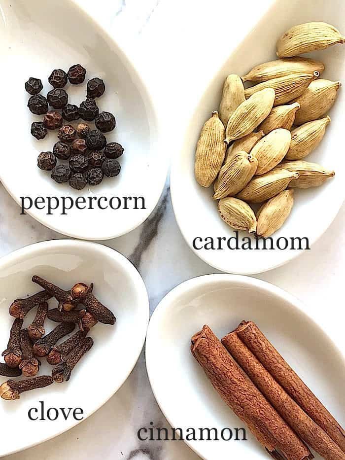 spiced tea spices for homemade chai cardamom cinnamon peppercorn clove