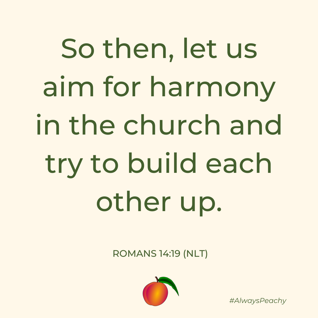 So then, let us aim for harmony in the church and try to build each other up. 