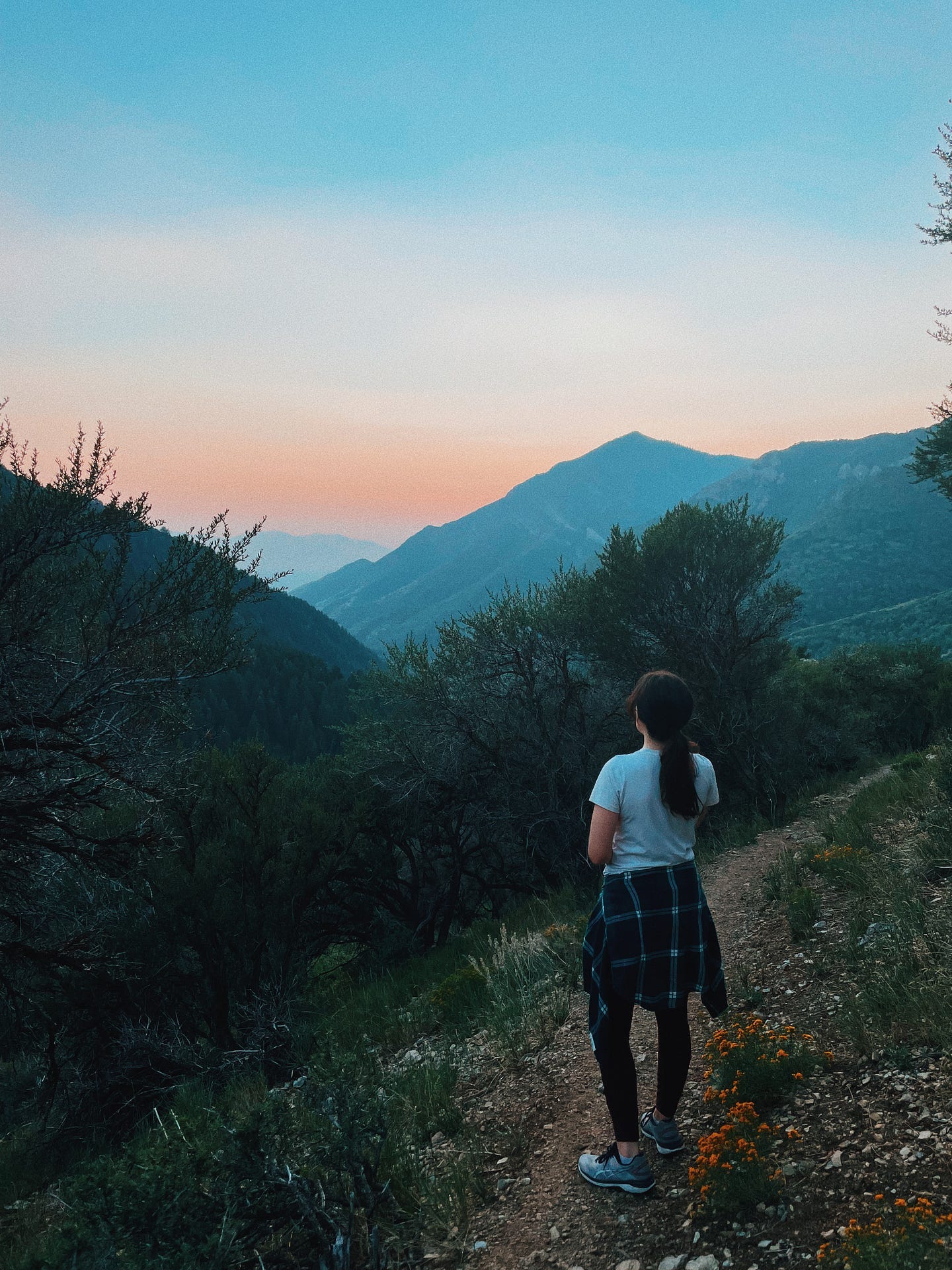 A picture of me looking at the sunset while on a hike.