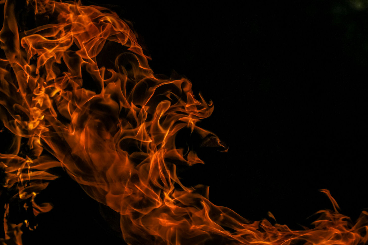 flames on a black background