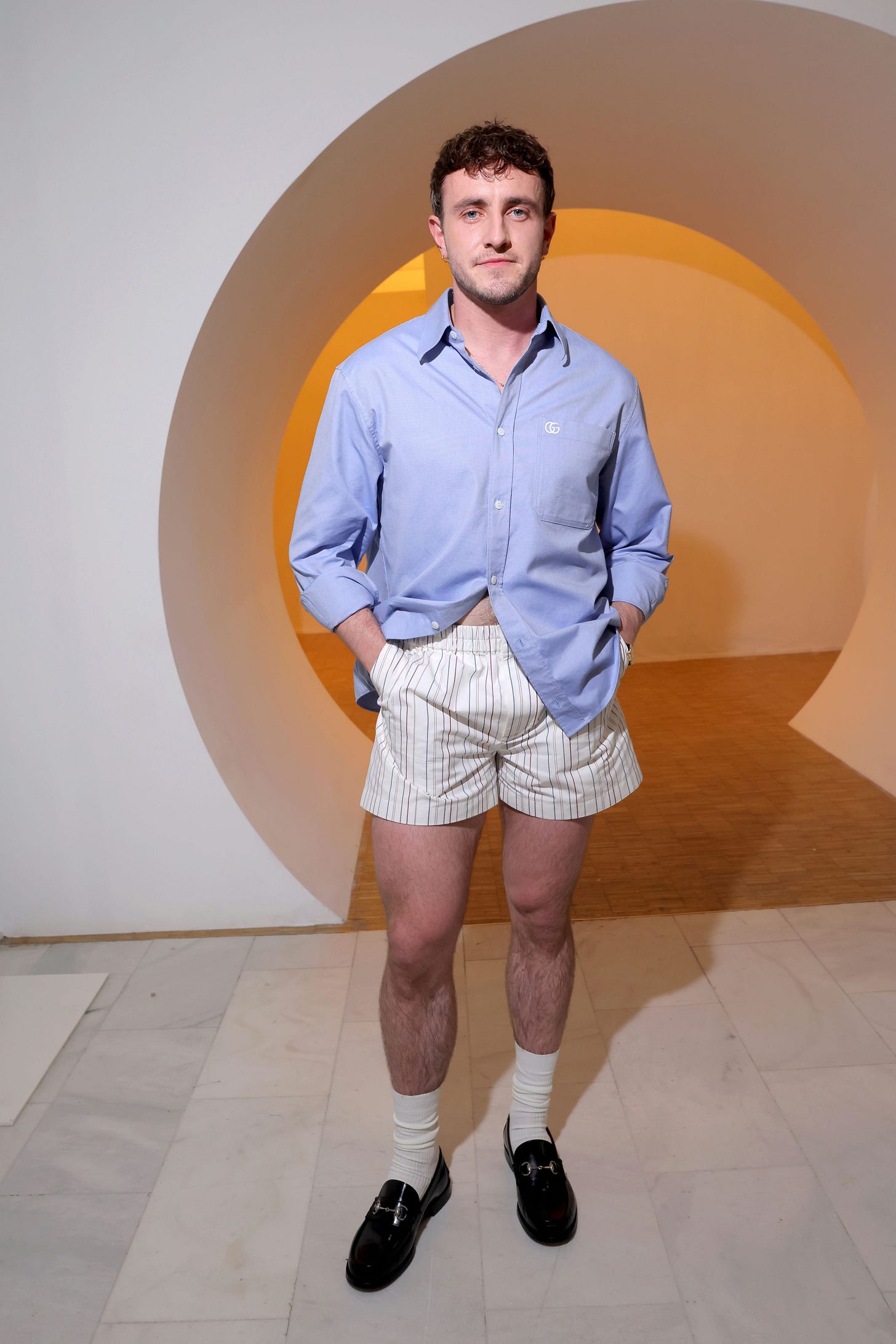 MILAN ITALY  JUNE 17 Paul Mescal is seen front row at the Gucci Men's Spring Summer 2025 Fashion Show during the Milan...