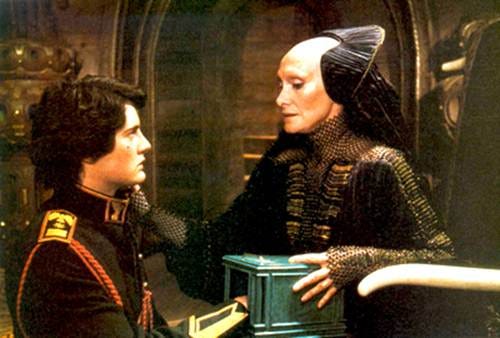 In Dune (1984), the Reverend Mother Mohiam (Siân Phillips) tests Paul  Atreides by telling him to keep his hand in a box. Despite scenes of Paul's  hand being on fire, his hand