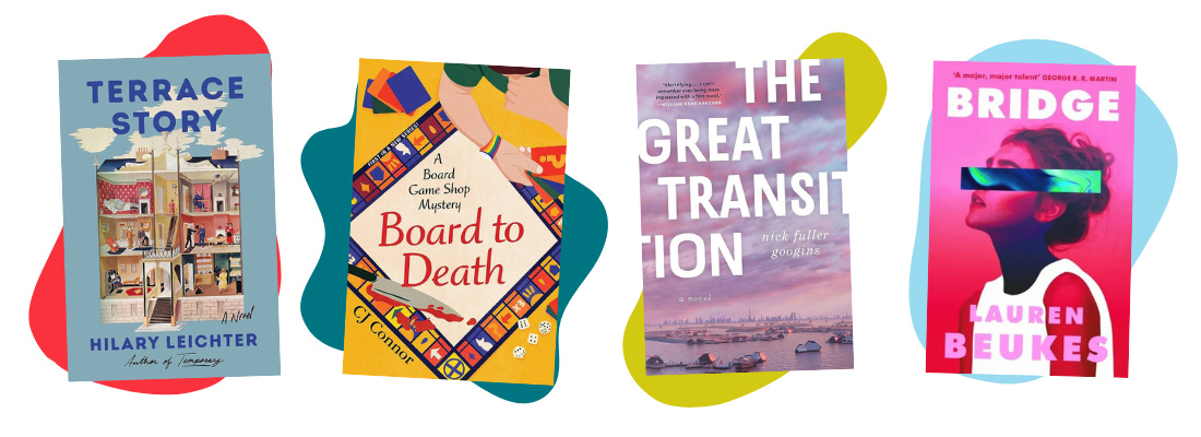 Book covers for Terrace Story, Board to Death, The Great Transition, and Bridge