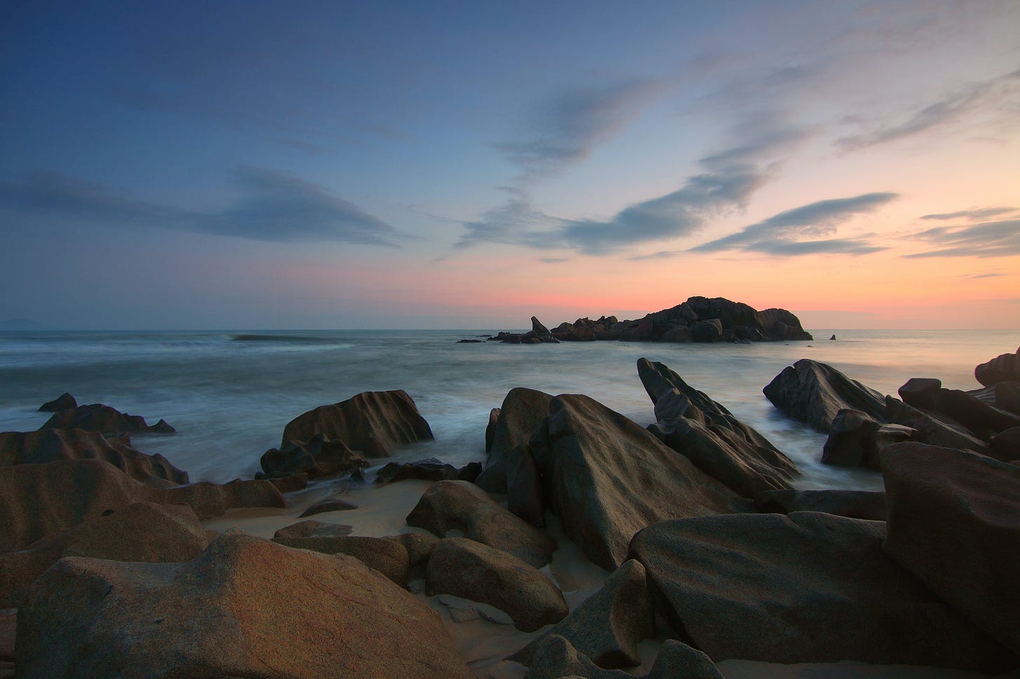Rocks on Beach at Sunset · Free Stock Photo