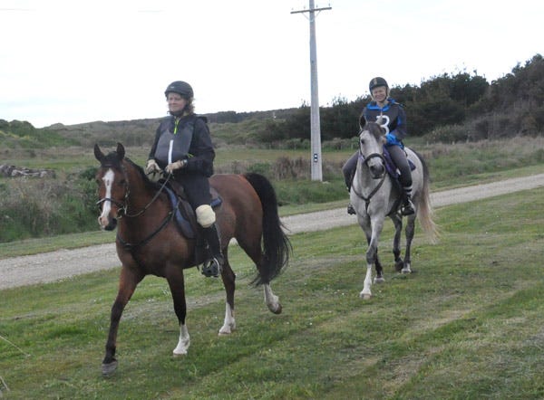 Kass and Seebs coming in from their second loop at the Mt Linton ride on Saturday.