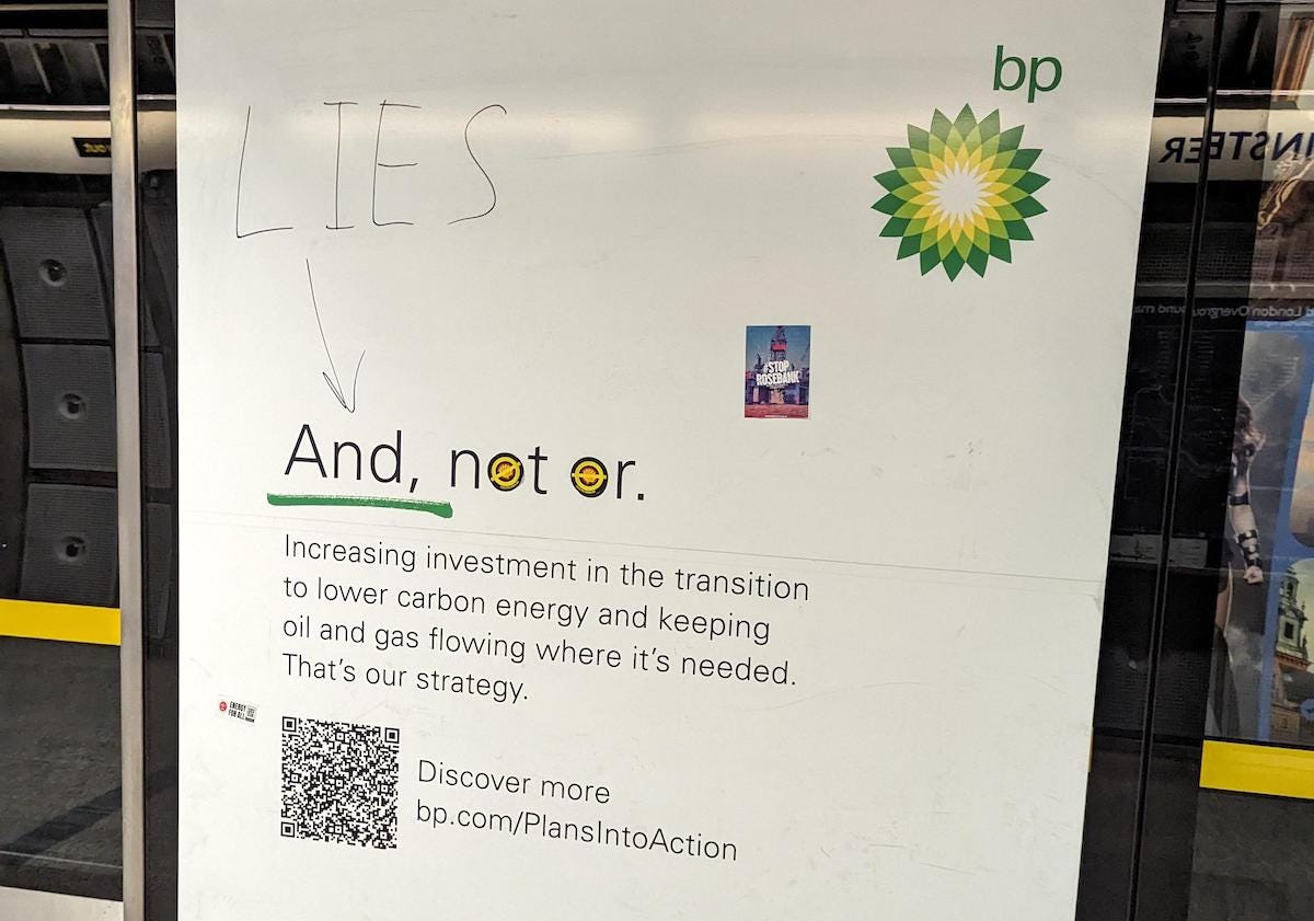 BP's vandalised advertising campaign.