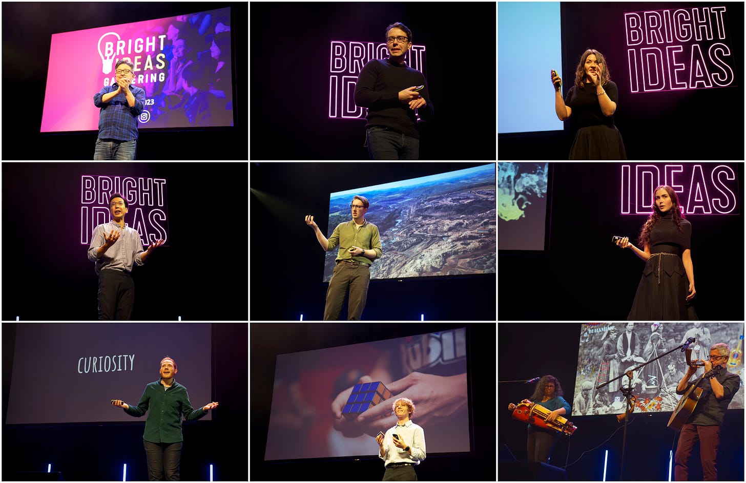A montage of I took of some of the speakers who appeared at the Bright Ideas Gathering. A full list can be found at https://www.brightideas.info/speakers-2023/
