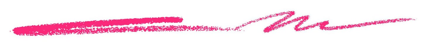 A scribled hot pink pencil line mark that moves from flat to wavy and is acting as a line break.