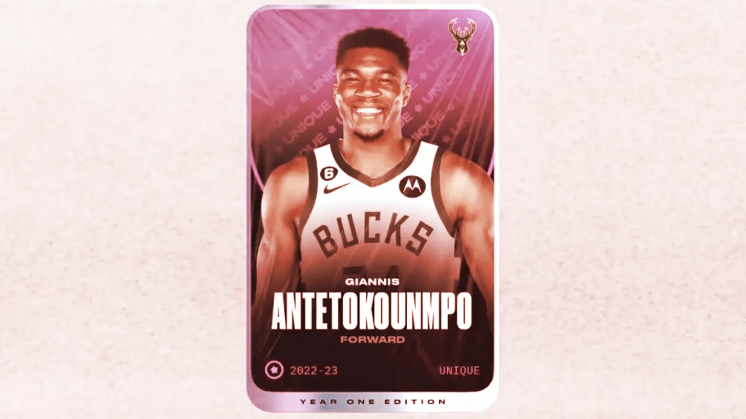 A Giannis Antetokounmpo NFT card in Sorare NBA. Image: Sorare