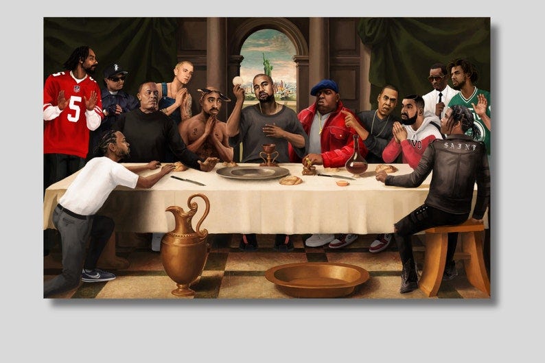 Last Supper Best Rappers of the History Canvas Wall Art, Hip-Hop Canvas Poster, Legend Rappers Print, Hip Hop Best Rappers Print, Rap Canvas image 1