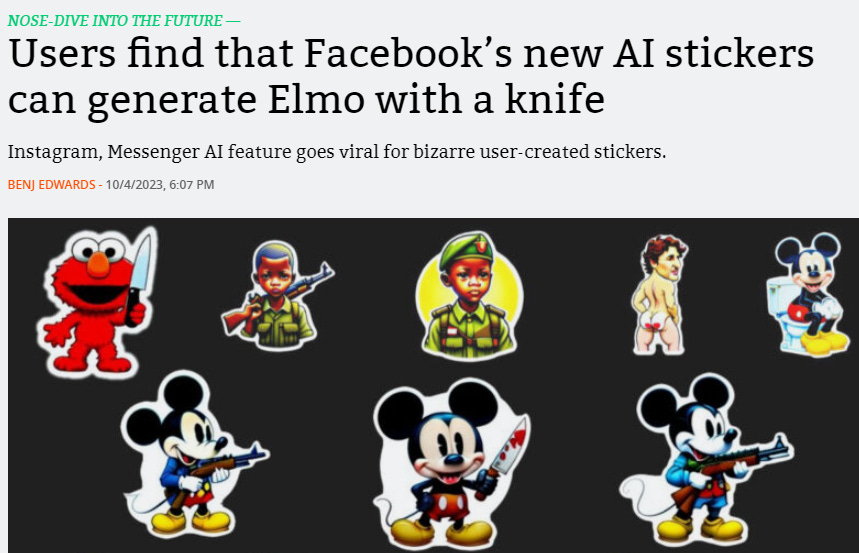 Users find that Facebook’s new AI stickers can generate Elmo with a knife