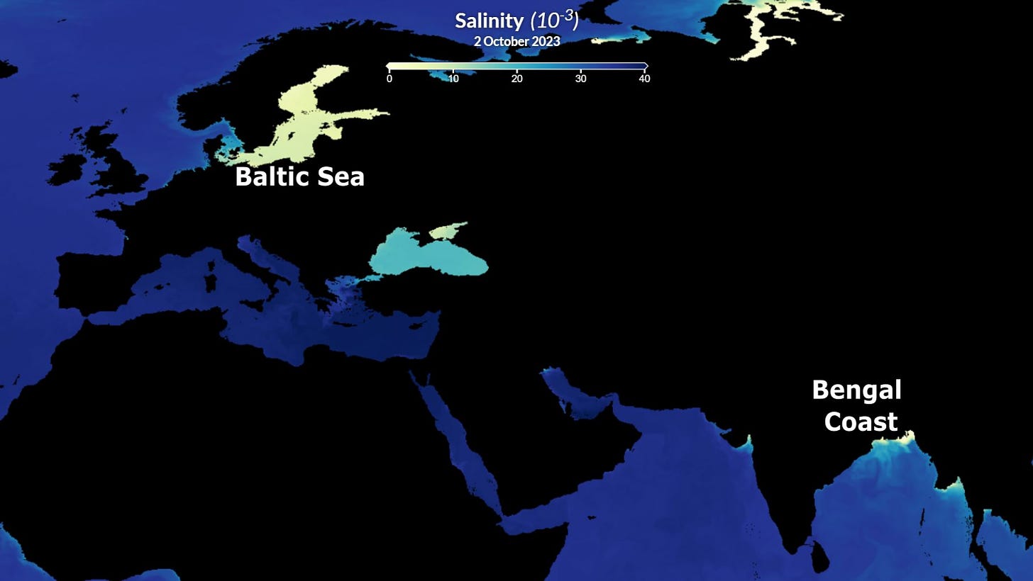 Salinity of Baltic Sea and Bengal Coast