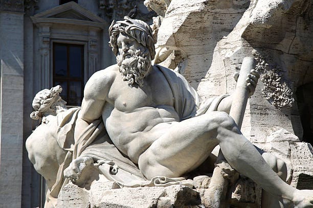 Fountain Zeus In Berninis Piazza Navona In Rome Italy Stock Photo -  Download Image Now - iStock