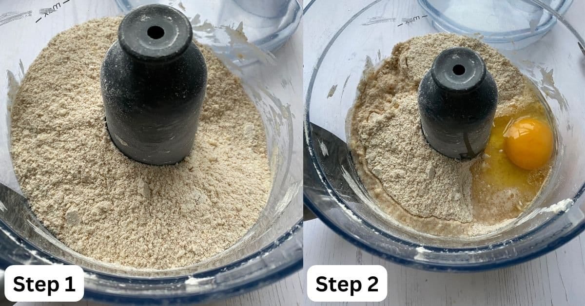 Making shortcrust pastry in a food processor.