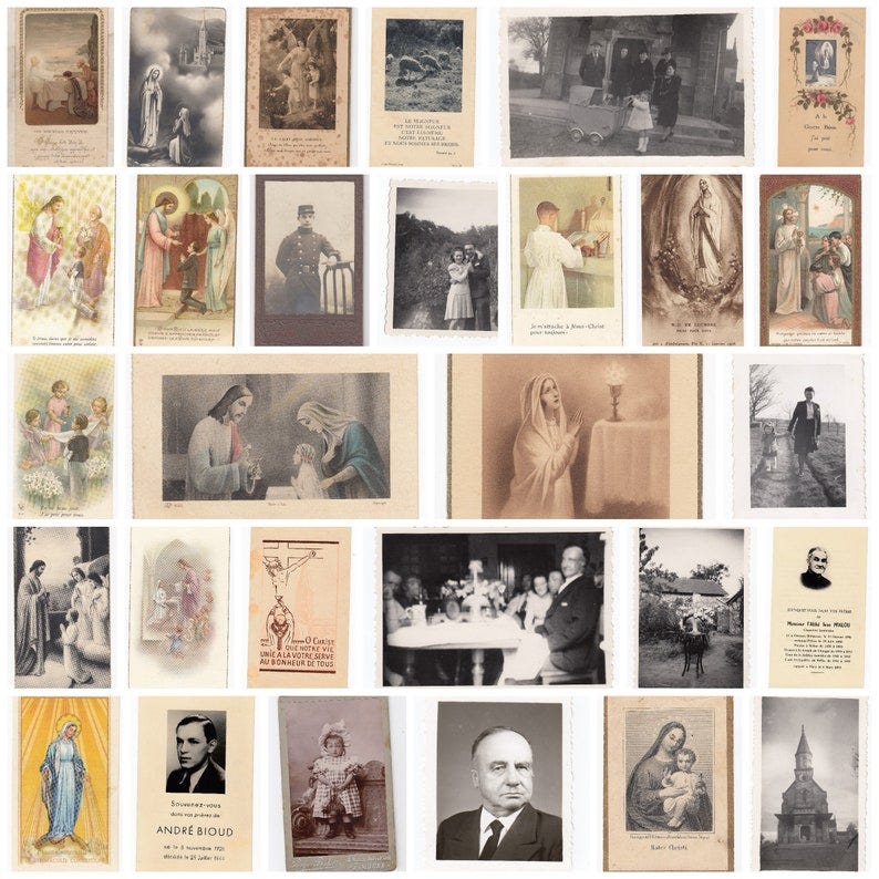100 High resolution Scans 600dpi French Religious & Spiritual Photographs, Prayer Cards, Communion, Funeral cards, Historical interest image 1
